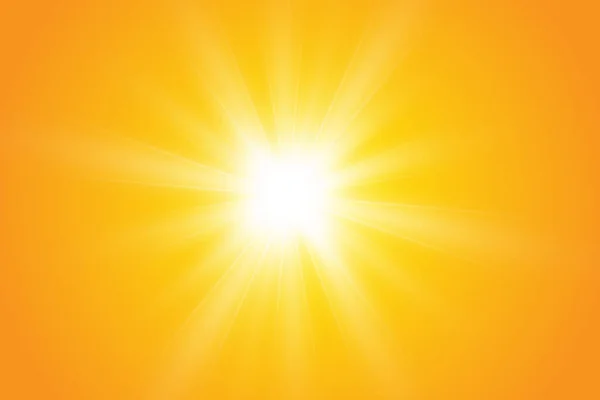 Sol Quente Sobre Fundo Amarelo Leto Bliki Raios Solares — Vetor de Stock