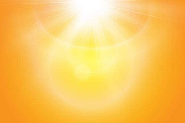  Warm sun on a yellow background. Leto.bliki solar rays