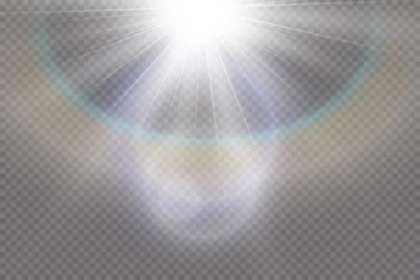 Vecteur Transparent Lumière Soleil Lentille Spéciale Effet Lumière Torche — Image vectorielle