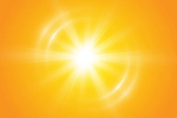 Sol Quente Sobre Fundo Amarelo Leto Bliki Raios Solares — Vetor de Stock