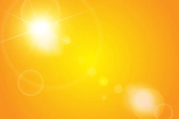 Sol Quente Sobre Fundo Amarelo Leto Bliki Raios Solares — Vetor de Stock