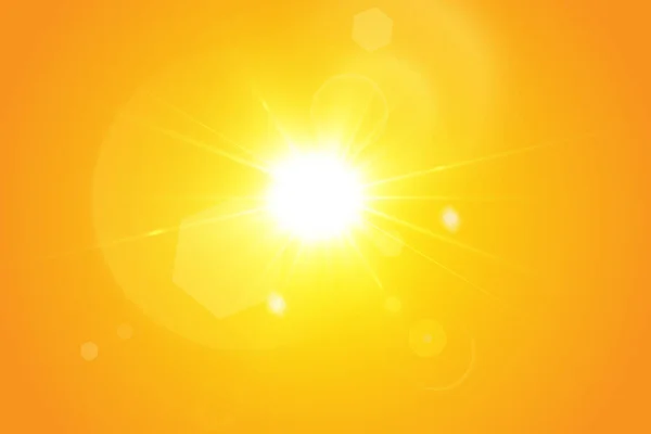 Sol Cálido Sobre Fondo Amarillo Leto Bliki Rayos Solares — Vector de stock