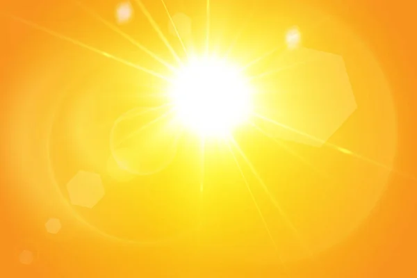 Sol Quente Sobre Fundo Amarelo Leto Bliki Raios Solares — Vetor de Stock