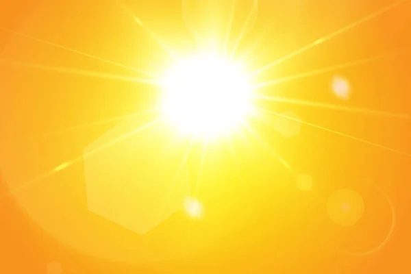 Sol Cálido Sobre Fondo Amarillo Leto Bliki Rayos Solares — Vector de stock