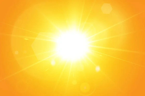 黄色背景上温暖的太阳 Leto Bliki太阳光 — 图库矢量图片