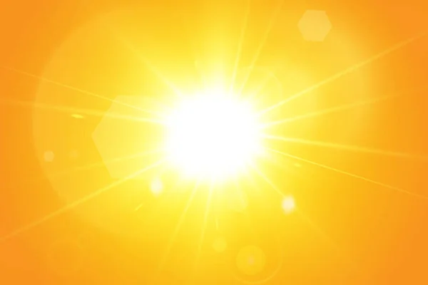 Sol Quente Sobre Fundo Amarelo Leto Bliki Raios Solares — Vetor de Stock