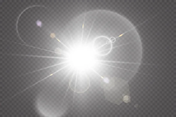 Vector Transparent Lumina Soarelui Lentile Speciale Efect Lumină Aprindere — Vector de stoc