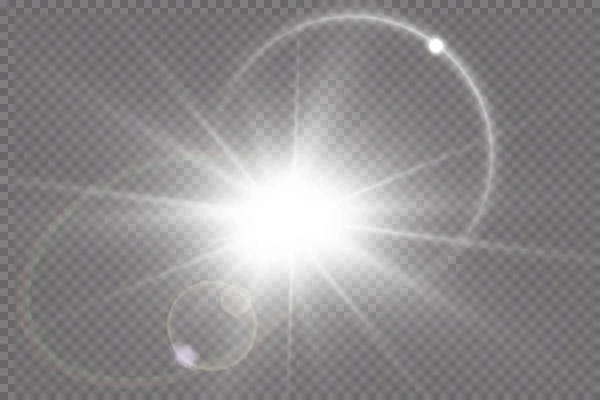 Efecto Luz Destello Lente Especial Luz Solar Transparente Vectorial — Vector de stock