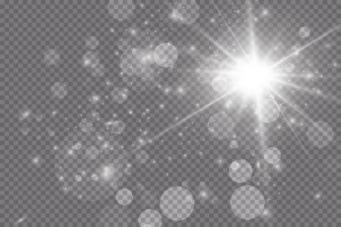 Parlak ışık efekti. Vektör çizimi. Noel flaşı. toz