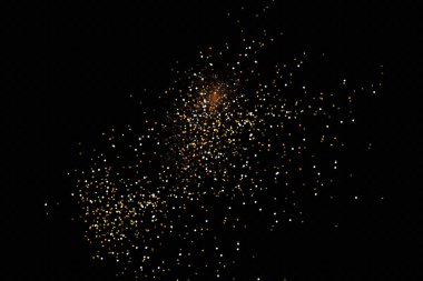 Parlak ışık efekti. Noel ışığı etkisi. Parıldayan sihirli toz parçacıkları. Toz kıvılcımları ve altın yıldızlar özel ışıkla parlıyor..