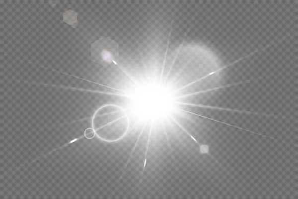 Вектор Прозорого Сонячного Світла Спеціальний Ефект Спалаху Світла Лінзи — стоковий вектор
