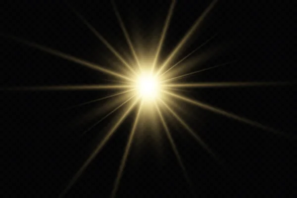 Zářící Zlaté Hvězdy Izolované Černém Pozadí Efekty Záře Čáry Třpyt — Stockový vektor