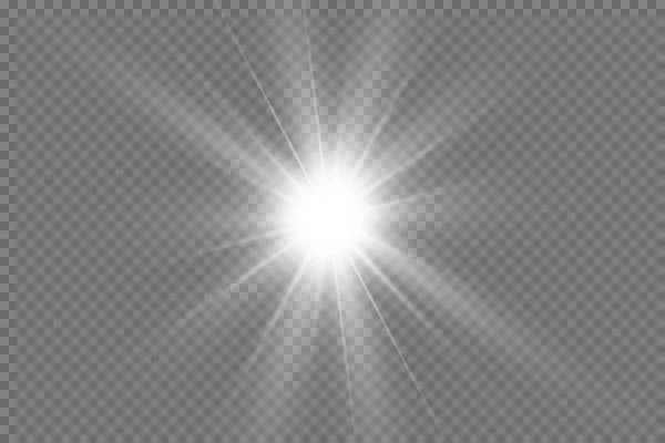 Efecto Luz Estrella Brillante Luz Explota Sobre Fondo Transparente Sol — Archivo Imágenes Vectoriales
