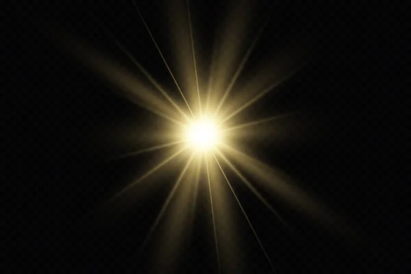 Λαμπερά Χρυσά Αστέρια Απομονωμένα Μαύρο Φόντο Εφέ Λάμψη Γραμμές Λάμψη — Διανυσματικό Αρχείο