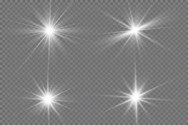 Fényhatás Fényes Csillag Fény Átlátszó Háttérrel Robban Fel Fényes Nap — Stock Vector
