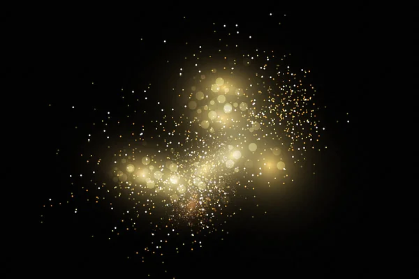 크리스마스 마법의 입자를 반짝이는 불꽃과 황금별들은 빛으로 빛난다 — 스톡 벡터