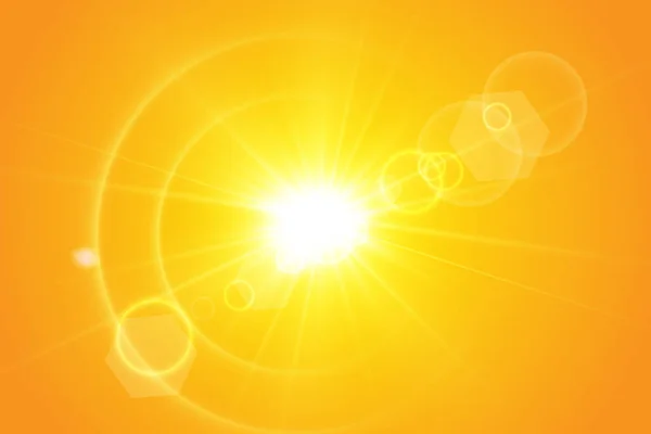 Sol Quente Sobre Fundo Amarelo Raios Solares — Vetor de Stock