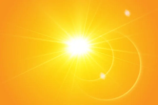 Sol Cálido Sobre Fondo Amarillo Rayos Solares — Vector de stock