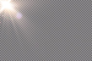 Şeffaf güneş ışığı vektörü. Özel lens ışık efekti..