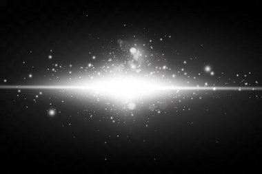 Sarı tozlu pankart. Güzel afişler üzerinde hafif bir etki. Toz etkisi. Karanlık bir arka planda toz parçacıkları titreşiyor. Vektör çizimi. Sihirli. Noel.