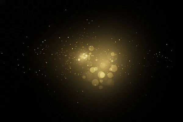 黄色のほこりのバナー 美しいバナーに光の効果 塵の効果だ 塵の粒子は暗い背景でちらつきます ベクトルイラスト クリスマス — ストックベクタ