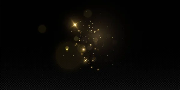 Kerstlichteffect Sprankelende Magische Stofdeeltjes Stofvonken Gouden Sterren Stralen Met Speciaal — Stockvector