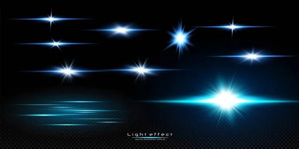 Heldere Deeltjes Brandend Blauw Licht Sterren Lasers Vector — Stockvector