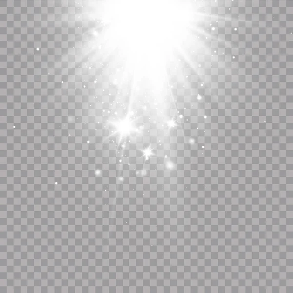 Light Effect Bright Star Light Explodes Transparent Background Bright Sun — Stock Vector