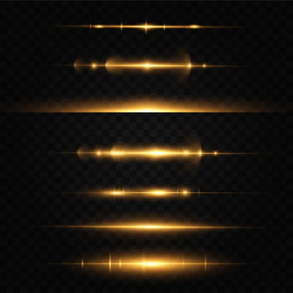 Balení Žlutých Vodorovných Čoček Laserové Paprsky Horizontální Světelné Paprsky Světelný — Stockový vektor