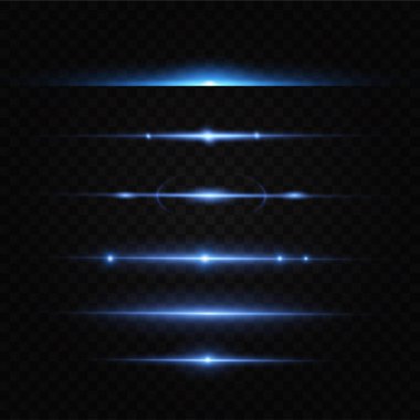 Paket Mavi yatay lensler, parıltı, lazer ışınları, parıltı, ışık ışınları, koyu arkaplanda parlayan çizgiler, soyut parlak arka plan.
