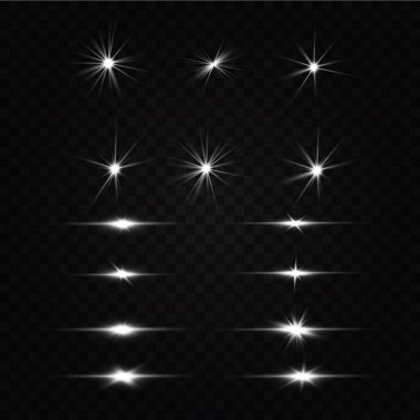 Beyaz parlayan ışık şeffaf bir arkaplanda patlar. Ray 'le. Şeffaf, parlak güneş. Parlak bir ışıltının merkezi.