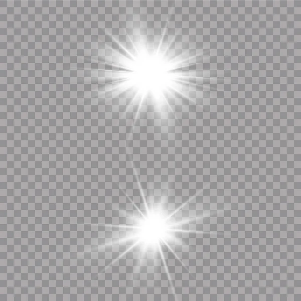 White Glowing Light Explodes Transparent Background Ray Transparent Shining Sun — Stock Vector