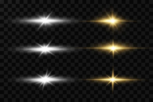 輝く黄金の星 光の効果 黄金の光 ベクターイラスト — ストックベクタ