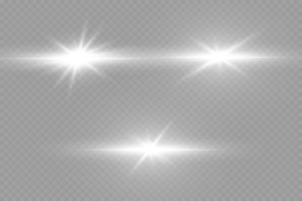 Efecto Luz Estrella Brillante Luz Explota Sobre Fondo Transparente Sol — Vector de stock