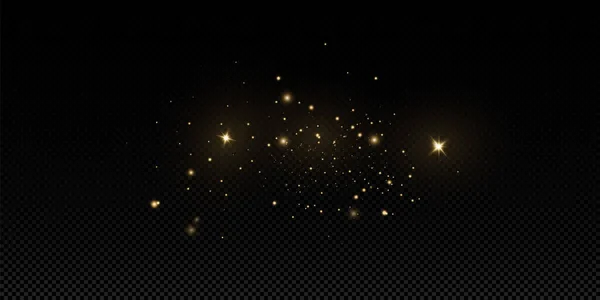 Weihnachtlicher Lichteffekt Funkelnde Magische Staubpartikel Die Staubfunken Und Goldenen Sterne — Stockvektor