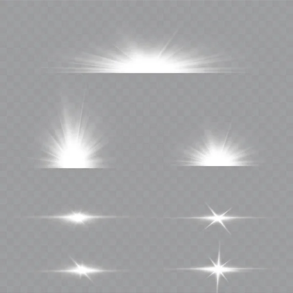 Light Effect Bright Star Light Explodes Transparent Background Bright Sun — Stock Vector