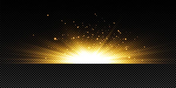 Glanzende Gouden Sterren Lichteffecten Schittering Glitter Explosie Gouden Licht Vectorillustratie — Stockvector