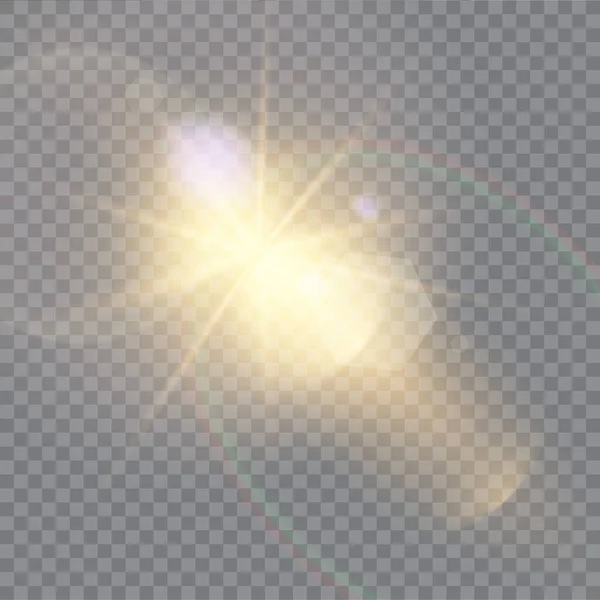 Luz Blanca Brillante Explota Sobre Fondo Transparente Con Ray Sol — Vector de stock