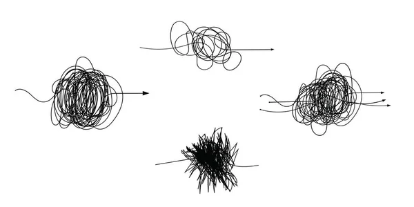 Ensemble Symboles Griffés Désordonnés Connectés Entre Eux Ligne Symboles Avec — Image vectorielle