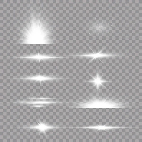 Licht Effect Heldere Ster Licht Explodeert Een Transparante Achtergrond Heldere — Stockvector