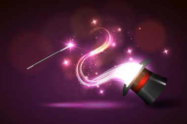 Wand and magical glow from hat clipart