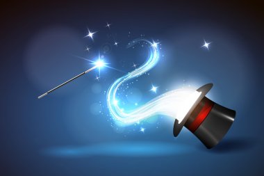 Wand and magical glow from hat clipart