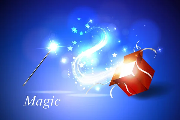 Zauberkiste und Zauberstab — Stockvektor