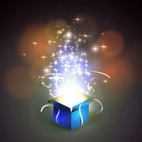 Boîte magique avec paillettes — Image vectorielle