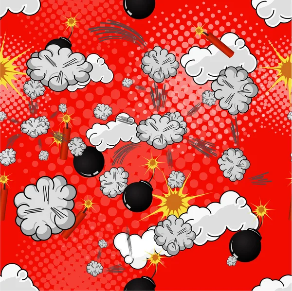 Padrão de quadrinhos sem costura com bomba —  Vetores de Stock