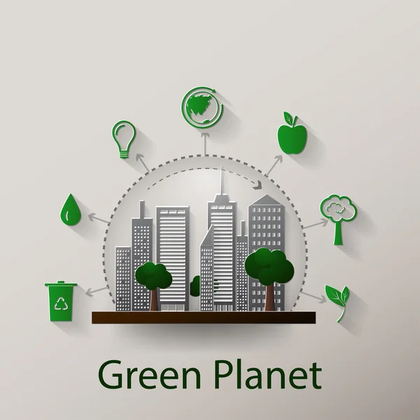 Zöld bolygó koncepció — Stock Vector