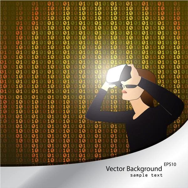 Met de virtual reality bril — Stockvector