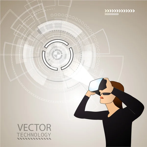 Met de virtual reality bril — Stockvector