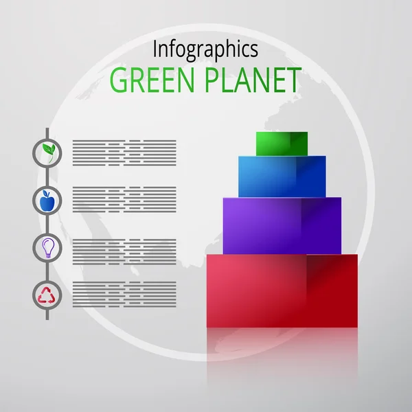 Infographics background - green planet. — Stock Vector