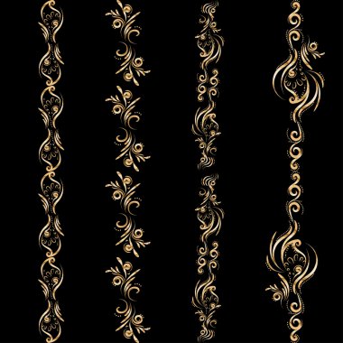 Sorunsuz altın süs sınırları seti